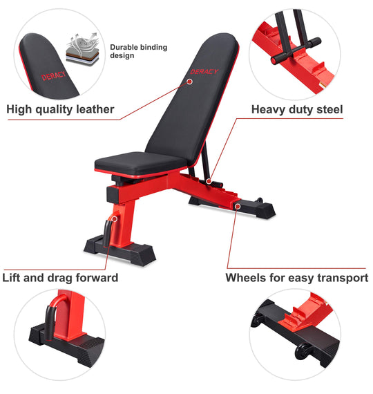 DERACY Adjustable Weight Bench for Full Body Workout, Incline and Decline Weight Bench for Indoor Workout, Home Gym (black1)