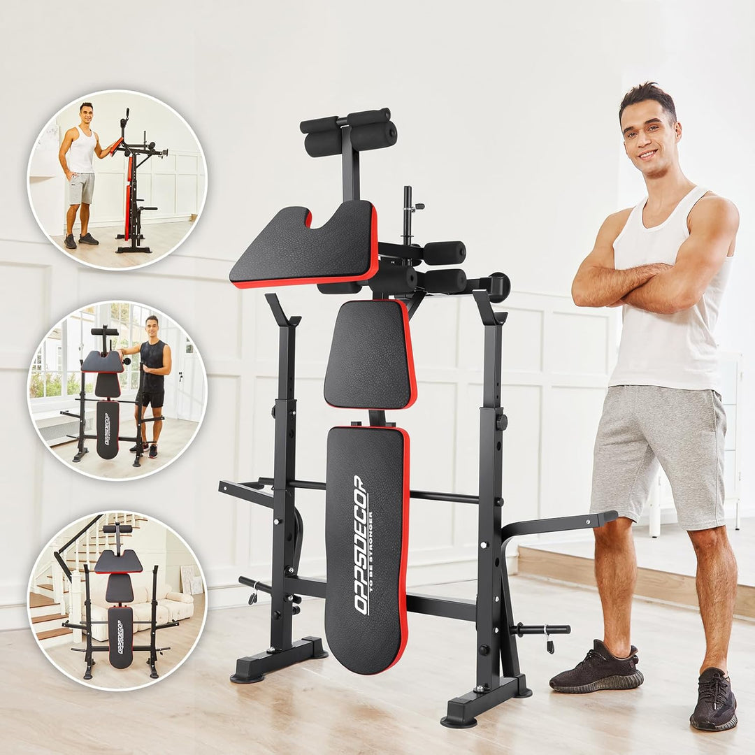 660 lbs 6-in-1 Adjustable Weight Bench Set with Squat Rack, Leg Developer, and Preacher Curl Rack for Home Gym Strength Training