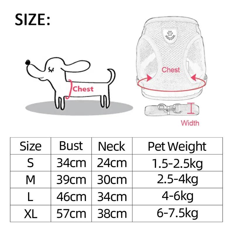 Adjustable Mesh Dog Harness with Leash for Small to Medium Pets - Comfortable and Reflective - My Canine Fashion
