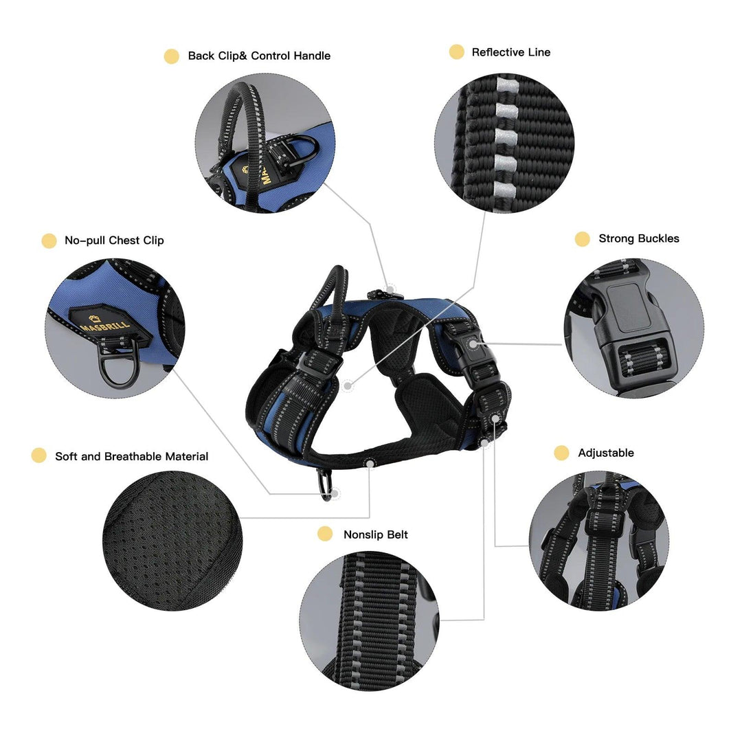 MASBRILL Reflective Nylon No-Pull Dog Harness for Medium to Large Breeds - - My Canine Fashion