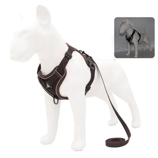 No Pull Dog Harness and Leash Set Adjustable Pet Harness Vest for Small Dogs Cats Reflective Mesh Dog Chest Strap French Bulldog