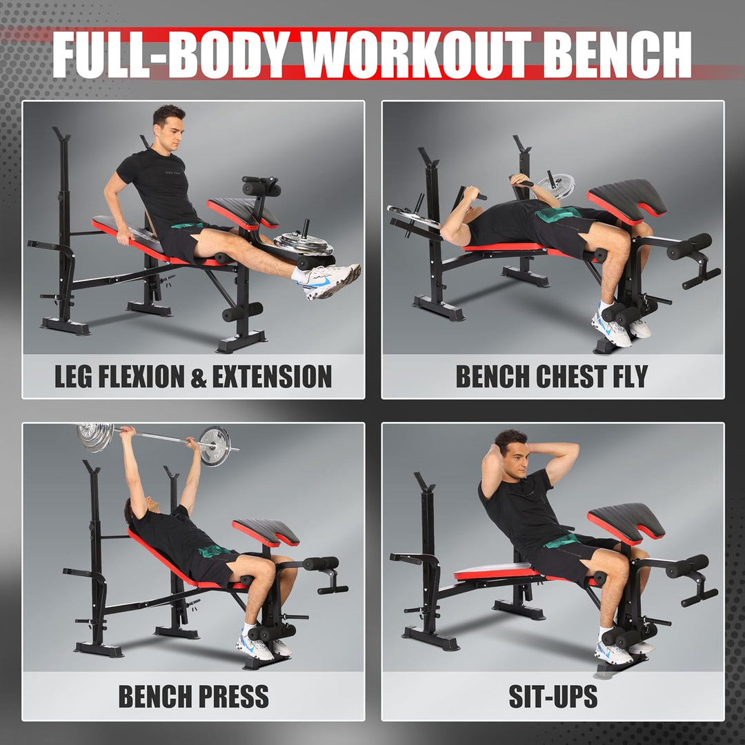 660 lbs 6-in-1 Adjustable Weight Bench Set with Squat Rack, Leg Developer, and Preacher Curl Rack for Home Gym Strength Training