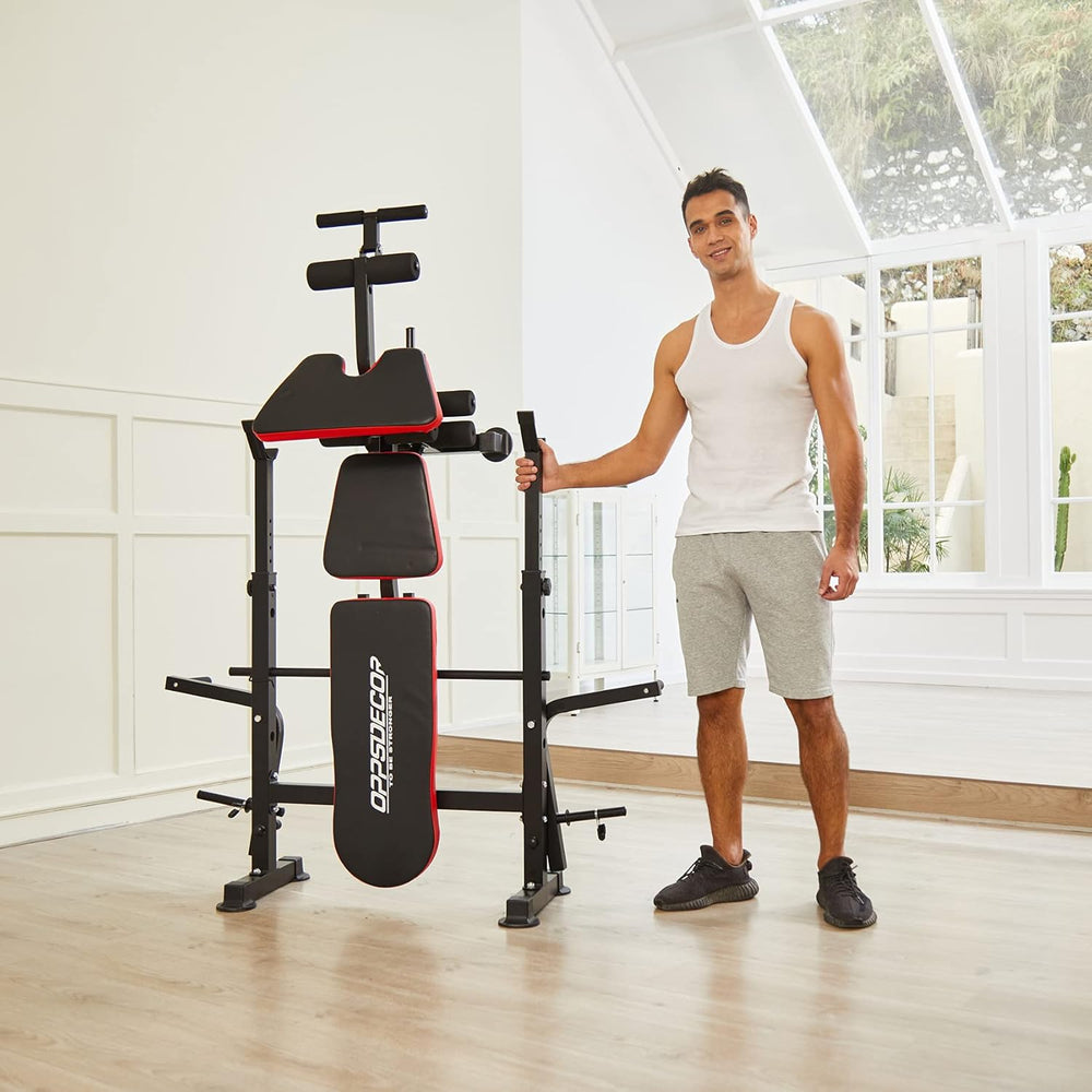 660 lbs 6-in-1 Adjustable Weight Bench Set with Squat Rack, Leg Developer, and Preacher Curl Rack for Home Gym Strength Training