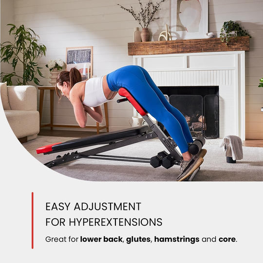 Finer Form Multi-Functional Adjustable Weight Bench for Comprehensive Home Gym Workouts - Ideal for Back Hyperextension, Bench Press, Roman Chair Exercises, and Sit-Ups with Decline and Flat Settings.