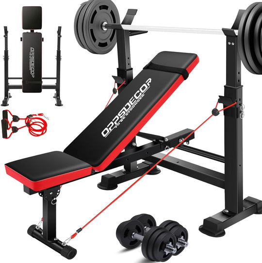 660 lbs 6-in-1 Adjustable Weight Bench Set with Squat Rack, Leg Developer, and Preacher Curl Rack for Home Gym Strength Training